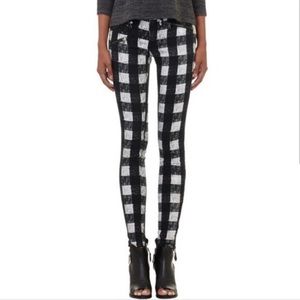 NWT!! Rag and Bone Mid-Rise Black & White Buffalo Plaid Pant Sz 26